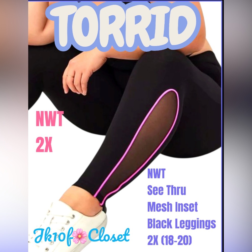 LOWEST🌺 NWT TORRID 2X BLACK SEE THRU MESH PANEL LEGGING PANTS